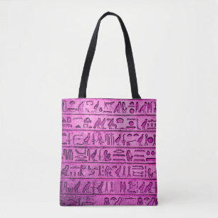 Oude Egyptische Hieroglyphs Paarse Canvas tas