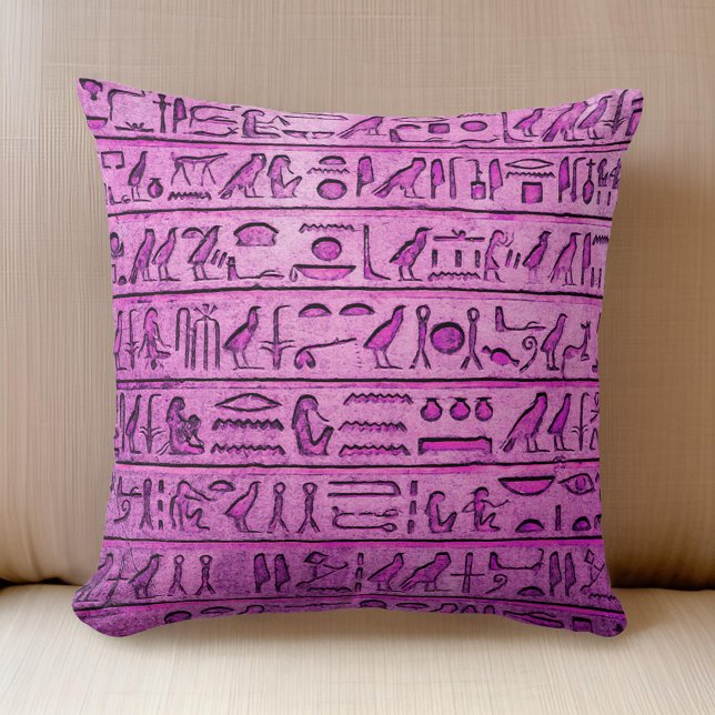 Oude Egyptische Hieroglyphs Paarse Square Pillow Kussen (Purple pillow fit for a pharaoh! 💜🔹 #EgyptianStyle #RelaxLikeRoyalty)