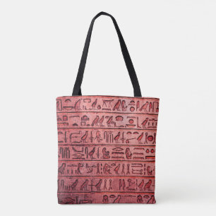 Oude Egyptische Hieroglyphs Red Canvas tas