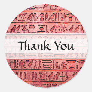 Oude Egyptische Hieroglyphs Red Ronde Sticker