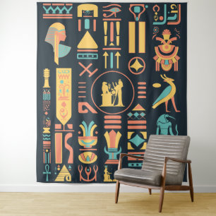 Oude Egyptische Hieroglyphs Wandkleed
