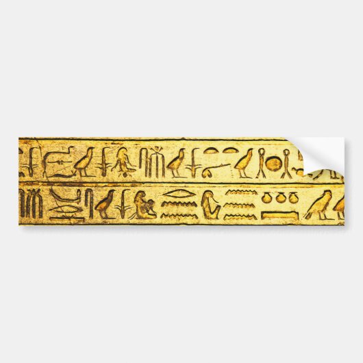 Oude Egyptische Hieroglyphs Yellow Bumpersticker (Voorkant)