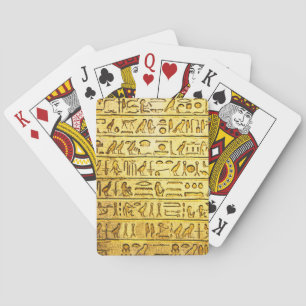 Oude Egyptische Hieroglyphs Yellow Pokerkaarten