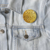 Oude Egyptische Hieroglyphs Yellow Ronde Button 5,7 Cm (In situ)