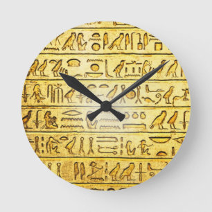Oude Egyptische Hieroglyphs Yellow Wall klok