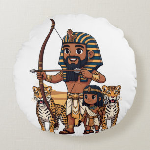 Oude Egyptische jacht met luipaarden Rond Kussen