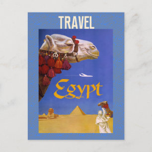 Oude Egyptische Kameel Piramide Woestijn Reizen Briefkaart