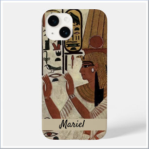 Oude Egyptische Koningin in Zwart en Beige Case-Mate iPhone 14 Hoesje