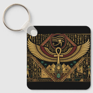 Oude Egyptische Motieven Ankh Symbool & Oog van Ho Sleutelhanger