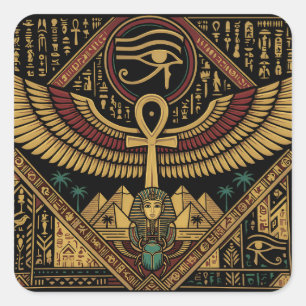 Oude Egyptische Motieven Ankh Symbool & Oog van Ho Vierkante Sticker