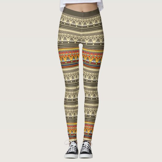 Oude Egyptische patroonpatronen Leggings (Voorkant)
