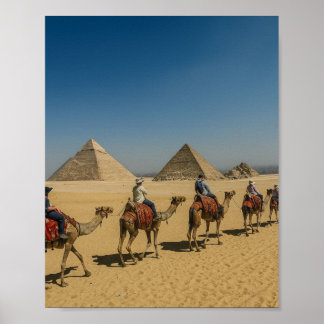 Oude Egyptische piramides woestijn Kameelrit Poster