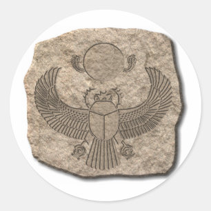 Oude Egyptische Sacred Scarab Stone Ronde Sticker