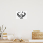 Oude Egyptische Scarab Black en White Poster (Keuken)