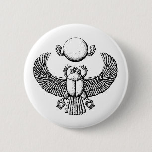 Oude Egyptische Scarab Black en White Ronde Button 5,7 Cm