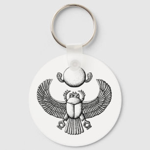 Oude Egyptische Scarab Black en White Sleutelhanger