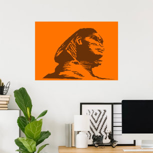 Oude Egyptische sfinx vet Sinaasappel en bruin Poster