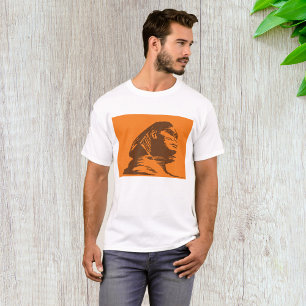 Oude Egyptische sfinx vet Sinaasappel en bruin T-shirt