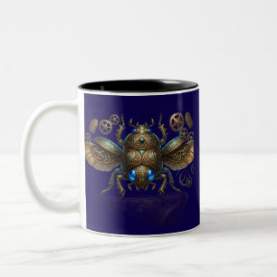Oude Egyptische Steampunk Mechanische Scarabee Kev Tweekleurige Koffiemok