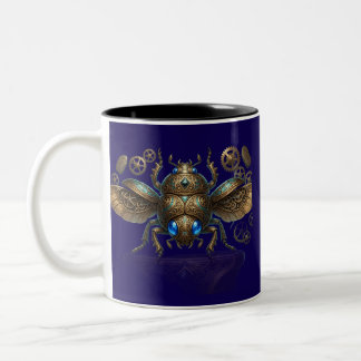 Oude Egyptische Steampunk Mechanische Scarabee Kev Tweekleurige Koffiemok