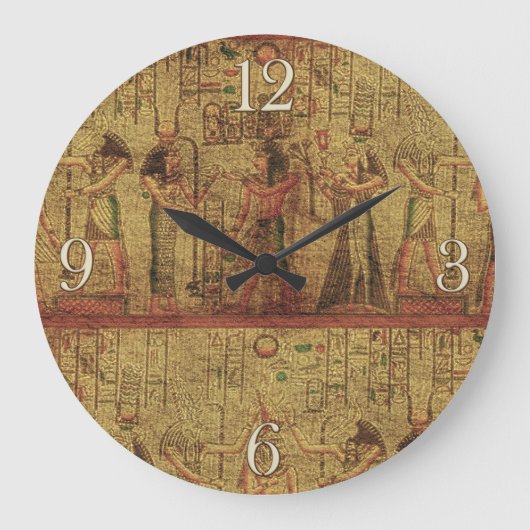 Oude Egyptische Temple Wall Art Grote Klok (Voorkant)