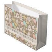 Oude Eieren Konijn Kuikens Gepersonaliseerd Pasen Groot Cadeauzakje (Voorkant Gekanteld)