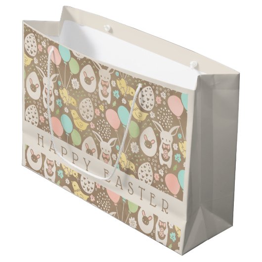 Oude Eieren Konijn Kuikens Gepersonaliseerd Pasen Groot Cadeauzakje (Voorkant Gekanteld)