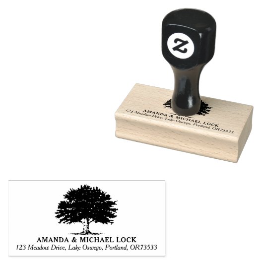 Oude eiken boom bruiloft retour adres 	rubberstempel (Gestempeld)