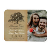  oude eiken boom foto bruiloft bewaar de datum magneet (Horizontaal)