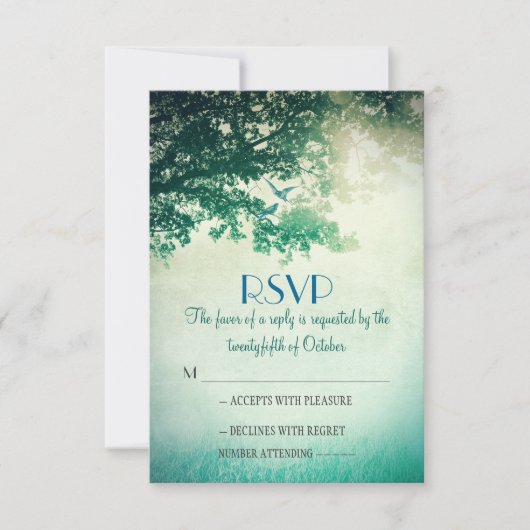  oude eikenboom bruiloft RSVP kaarten (Voorkant)
