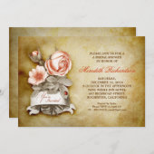 Oude elegante  bruidsdouche uitnodiging (Voorkant / Achterkant)