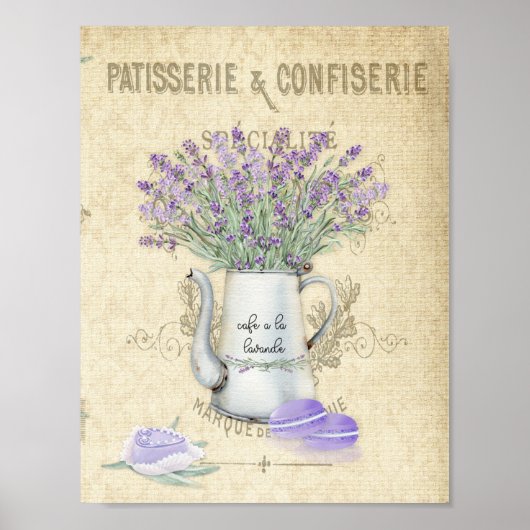 Oude Emaille Pot Franse Lavendel Poster (Voorkant)