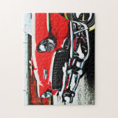 Oude en klassieke Red Car Art Puzzle Legpuzzel (Verticaal)