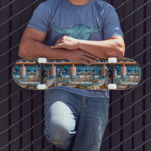 Oude en roestachtige atlas Imperial diesel engine Skateboard