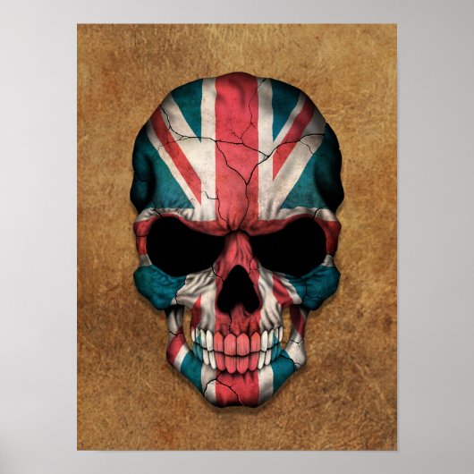 Oude en versleten Britse vlag Poster (Voorkant)