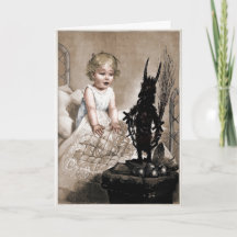 Oude enge Krampus-pop Kerstkaart