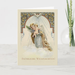 Oude engel met Jezus Duitse Kerstmis Feestdagen Kaart