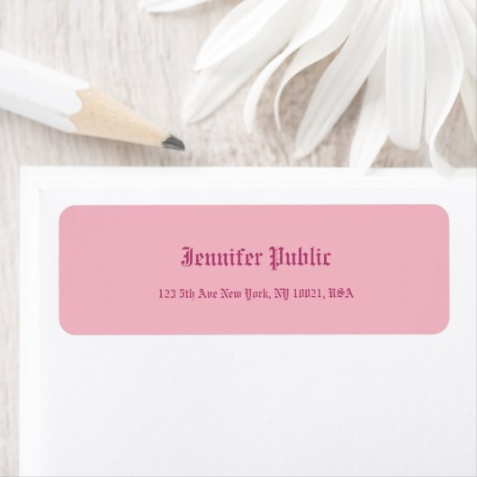 Oude Engelse kalligrafie Script Text Elegant Pink Etiket (Insitu)