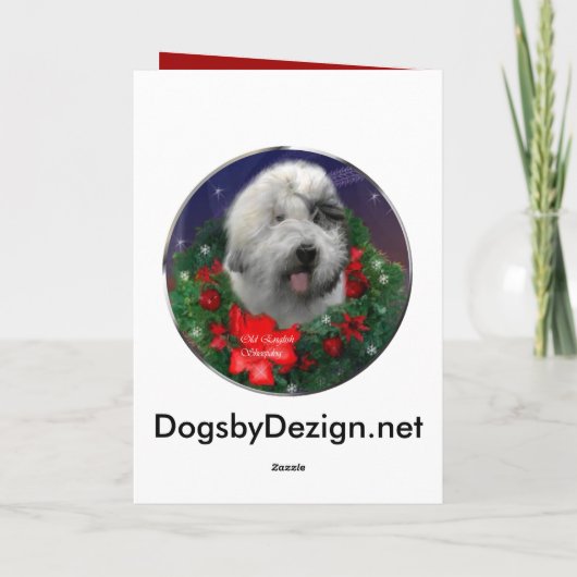 Oude Engelse kerstcadeautjes van Sheepdog Feestdagen Kaart (Achterkant)