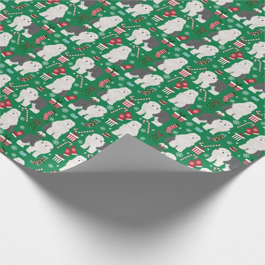 Oude Engelse kerstfeestdag in Sheepdog Cadeaupapier (Hoek)