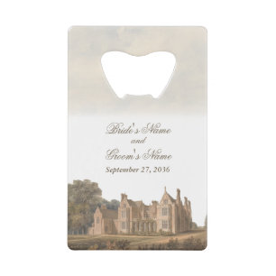 Oude Engelse landhuis Chateau Villa bruiloft favor Kredietkaart Flessenopener