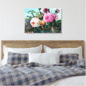Oude Engelse Rozen Bloemendruk Shabby Chic oud Canvas Afdruk (Insitu (Slaapkamer))