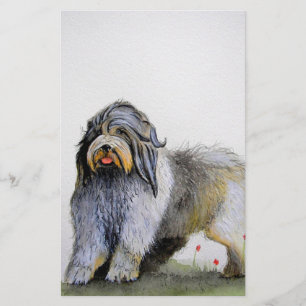 Oude Engelse schapenhondje en papaver Briefpapier