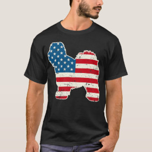 Oude Engelse Sheepdog American Flag op 4 juli voor T-shirt