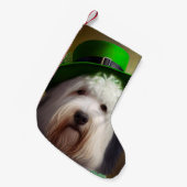 Oude Engelse Sheepdog in St. Patrick's Day Dress Kleine Kerstsok (Voorkant (Hangend))