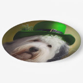 Oude Engelse Sheepdog in St. Patrick's Day Dress Papieren Bordje (Gekanteld)