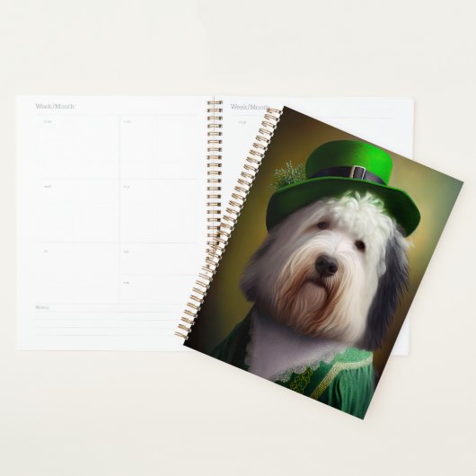 Oude Engelse Sheepdog in St. Patrick's Day Dress Planner (Display)