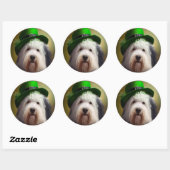 Oude Engelse Sheepdog in St. Patrick's Day Dress Ronde Sticker (Vel)