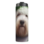 Oude Engelse Sheepdog in St. Patrick's Day Dress Thermosbeker (Voorkant)