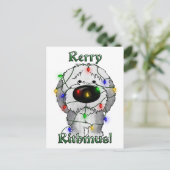 Oude Engelse Sheepdog - kerstlampjes Feestdagenkaart (Staand voorkant)